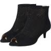 imageSHEMEE Womens Peep Toe Kitten Heels Ankle Boots Faux Suede Hollow Out High Heel Sandals Summer Booties Shoes with Back ZipperBlack