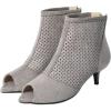 imageSHEMEE Womens Peep Toe Kitten Heels Ankle Boots Faux Suede Hollow Out High Heel Sandals Summer Booties Shoes with Back ZipperGrey