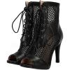 imageSHEMEE Womens Peep Toe Mesh Lace Up High Heels Ankle Boots Summer Fishnet Opentoe Stilettos Sandals BootiesBlack