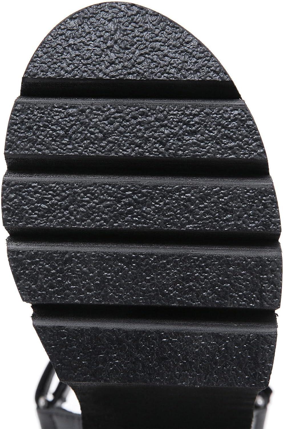imageSHEMEE Chunky Platform Gladiator Roman Sandals Women Black Punk Goth Shoes Multi Strap Lightweight Fisherman Wedge SandalBlack M01 HookLoop