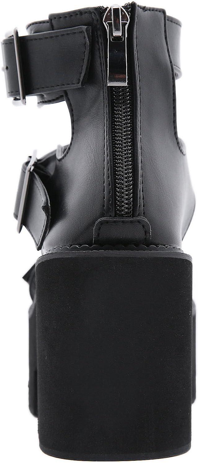 imageSHEMEE Chunky Platform Gladiator Roman Sandals Women Black Punk Goth Shoes Multi Strap Lightweight Fisherman Wedge SandalBlack M06 Zip
