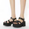 imageSHEMEE Chunky Platform Gladiator Roman Sandals Women Black Punk Goth Shoes Multi Strap Lightweight Fisherman Wedge SandalBlack M01 HookLoop