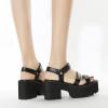 imageSHEMEE Chunky Platform Gladiator Roman Sandals Women Black Punk Goth Shoes Multi Strap Lightweight Fisherman Wedge SandalBlack M01 HookLoop