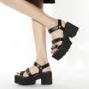 imageSHEMEE Chunky Platform Gladiator Roman Sandals Women Black Punk Goth Shoes Multi Strap Lightweight Fisherman Wedge SandalBlack M01 HookLoop