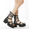 imageSHEMEE Chunky Platform Gladiator Roman Sandals Women Black Punk Goth Shoes Multi Strap Lightweight Fisherman Wedge SandalBlack M03 Zip