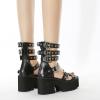 imageSHEMEE Chunky Platform Gladiator Roman Sandals Women Black Punk Goth Shoes Multi Strap Lightweight Fisherman Wedge SandalBlack M03 Zip