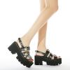 imageSHEMEE Chunky Platform Gladiator Roman Sandals Women Black Punk Goth Shoes Multi Strap Lightweight Fisherman Wedge SandalBlack M05 Buckle