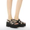 imageSHEMEE Chunky Platform Gladiator Roman Sandals Women Black Punk Goth Shoes Multi Strap Lightweight Fisherman Wedge SandalBlack M05 Buckle