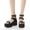 imageSHEMEE Chunky Platform Gladiator Roman Sandals Women Black Punk Goth Shoes Multi Strap Lightweight Fisherman Wedge SandalBlack M06 Zip