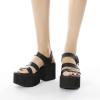 imageSHEMEE Chunky Platform Gladiator Roman Sandals Women Black Punk Goth Shoes Multi Strap Lightweight Fisherman Wedge SandalBlack M07 Buckle
