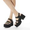 imageSHEMEE Chunky Platform Gladiator Roman Sandals Women Black Punk Goth Shoes Multi Strap Lightweight Fisherman Wedge SandalBlack M07 Buckle