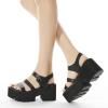 imageSHEMEE Chunky Platform Gladiator Roman Sandals Women Black Punk Goth Shoes Multi Strap Lightweight Fisherman Wedge SandalBlack M07 Buckle