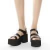 imageSHEMEE Chunky Platform Gladiator Roman Sandals Women Black Punk Goth Shoes Multi Strap Lightweight Fisherman Wedge SandalBlack M08 HookLoop