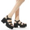 imageSHEMEE Chunky Platform Gladiator Roman Sandals Women Black Punk Goth Shoes Multi Strap Lightweight Fisherman Wedge SandalBlack M08 HookLoop