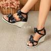 imageSHEMEE Espadrilles Wedge Sandals for Women Embellished Butterfly Platform Heeled Sandals Zipper Cross Strappy High HeelsBlack