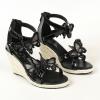 imageSHEMEE Espadrilles Wedge Sandals for Women Embellished Butterfly Platform Heeled Sandals Zipper Cross Strappy High HeelsBlack