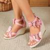 imageSHEMEE Espadrilles Wedge Sandals for Women Embellished Butterfly Platform Heeled Sandals Zipper Cross Strappy High HeelsPink