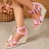 imageSHEMEE Espadrilles Wedge Sandals for Women Embellished Butterfly Platform Heeled Sandals Zipper Cross Strappy High HeelsPink