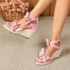 imageSHEMEE Espadrilles Wedge Sandals for Women Embellished Butterfly Platform Heeled Sandals Zipper Cross Strappy High HeelsPink