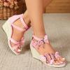 imageSHEMEE Espadrilles Wedge Sandals for Women Embellished Butterfly Platform Heeled Sandals Zipper Cross Strappy High HeelsPink