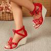 imageSHEMEE Espadrilles Wedge Sandals for Women Embellished Butterfly Platform Heeled Sandals Zipper Cross Strappy High HeelsRed