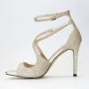 imageSHEMEE Womens Heeled Sandals Fashion Square Open Toe High Heels Ankle Strappy Buckled Sandals Party Dress ShoesGlitter Gold