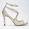 imageSHEMEE Womens Heeled Sandals Fashion Square Open Toe High Heels Ankle Strappy Buckled Sandals Party Dress ShoesGlitter Gold