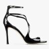 imageSHEMEE Womens Heeled Sandals Fashion Square Open Toe High Heels Ankle Strappy Buckled Sandals Party Dress ShoesPatent Black