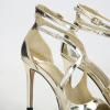imageSHEMEE Womens Heeled Sandals Fashion Square Open Toe High Heels Ankle Strappy Buckled Sandals Party Dress ShoesPatent Gold
