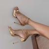 imageSHEMEE Womens Heeled Sandals Fashion Square Open Toe High Heels Ankle Strappy Buckled Sandals Party Dress ShoesPatent Gold