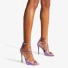 imageSHEMEE Womens Heeled Sandals Fashion Square Open Toe High Heels Ankle Strappy Buckled Sandals Party Dress ShoesSatin Purple