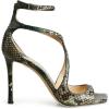 imageSHEMEE Womens Heeled Sandals Fashion Square Open Toe High Heels Ankle Strappy Buckled Sandals Party Dress ShoesSnake Green