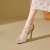 imageSHEMEE Womens Heeled Sandals Fashion Square Open Toe High Heels Ankle Strappy Buckled Sandals Party Dress ShoesWhite