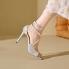 imageSHEMEE Womens Heeled Sandals Fashion Square Open Toe High Heels Ankle Strappy Buckled Sandals Party Dress ShoesWhite