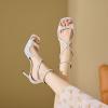 imageSHEMEE Womens Heeled Sandals Fashion Square Open Toe High Heels Ankle Strappy Buckled Sandals Party Dress ShoesWhite