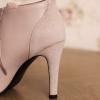 imageSHEMEE Womens Open Peep Toe Sandals Booties Lace Up Stiletto High Heels Ankle Boots Summer Faux Suede and Pu Patchwork Pumps ShoesApricot