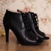 imageSHEMEE Womens Open Peep Toe Sandals Booties Lace Up Stiletto High Heels Ankle Boots Summer Faux Suede and Pu Patchwork Pumps ShoesBlack