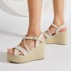 imageSHEMEE Womens Platform Wedges Sandals Espadrilles High Heeled Sandals Ankle Cross Strappy Buckled Summer ShoesApricot