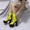 imageSHEMEE Womens Rainbow Platform Ankle Boots Clear Transparent Lace Up High Heels Platform Booties Summer Sandals ShoesBlack