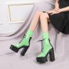 imageSHEMEE Womens Rainbow Platform Ankle Boots Clear Transparent Lace Up High Heels Platform Booties Summer Sandals ShoesBlack