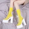 imageSHEMEE Womens Rainbow Platform Ankle Boots Clear Transparent Lace Up High Heels Platform Booties Summer Sandals ShoesWhite