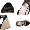 imageSHEMEE Womens Round Open Toe Espadrille Wedge Sandals Platform High Heel Ankle Strap Buckle Bow Sandalias Summer ShoesBlack