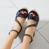 imageSHEMEE Womens Round Open Toe Espadrille Wedge Sandals Platform High Heel Ankle Strap Buckle Bow Sandalias Summer ShoesBlue