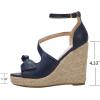 imageSHEMEE Womens Round Open Toe Espadrille Wedge Sandals Platform High Heel Ankle Strap Buckle Bow Sandalias Summer ShoesBlue