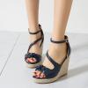 imageSHEMEE Womens Round Open Toe Espadrille Wedge Sandals Platform High Heel Ankle Strap Buckle Bow Sandalias Summer ShoesBlue