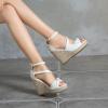 imageSHEMEE Womens Round Open Toe Espadrille Wedge Sandals Platform High Heel Ankle Strap Buckle Bow Sandalias Summer ShoesWhite