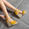 imageSHEMEE Womens Round Open Toe Espadrille Wedge Sandals Platform High Heel Ankle Strap Buckle Bow Sandalias Summer ShoesYellow