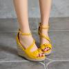 imageSHEMEE Womens Round Open Toe Espadrille Wedge Sandals Platform High Heel Ankle Strap Buckle Bow Sandalias Summer ShoesYellow