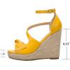 imageSHEMEE Womens Round Open Toe Espadrille Wedge Sandals Platform High Heel Ankle Strap Buckle Bow Sandalias Summer ShoesYellow