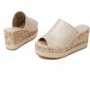 imageSHEMEE Womens Wedge Platform Slippers Peep Toe Mules Sandals Slipon Heeled Summer Slides ShoesBeige